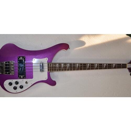 Shelly new store custom purple sparkle metallic RK 4003 bass 4 strings rick triangle inlay white binding electric bass guitar