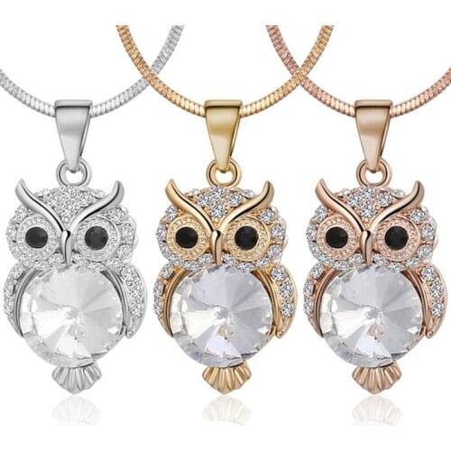 Small Owl Choker Necklace for Women Crystal Animal Pendant Necklace Choker Jewelry Wholesale
