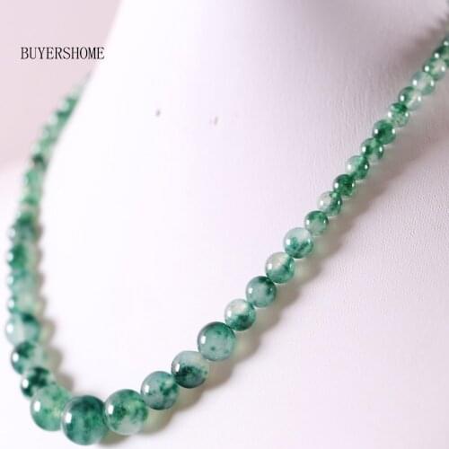 New without tags Natural Stones Green Jad Round Beads Necklace 18" 1Pcs RE022