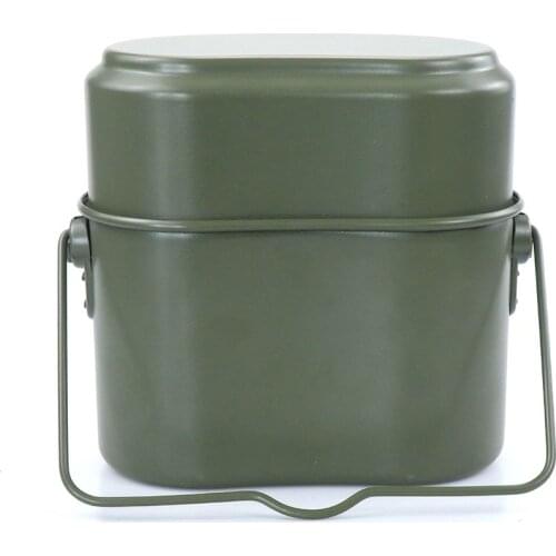 Portable Camping Mess Kits Hiking Cookware Army Mess Kit Military Cook Three-piece Bento Lunch Box For Hiking Cycling Backpack