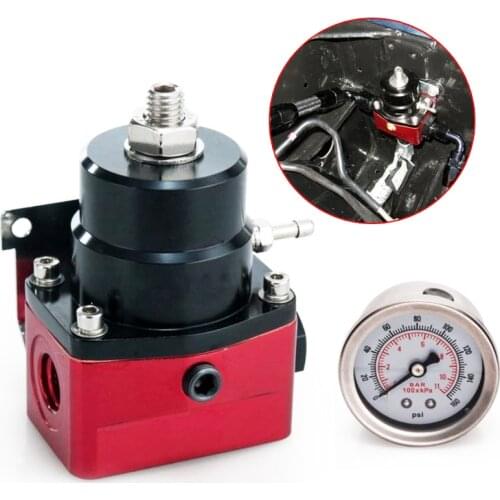 Adjustable Autos Fuel Pressure Regulator 160PSI Gauge AN 6 Fitting End ,NPT Gauge Port + Fuel Pressure Regulator