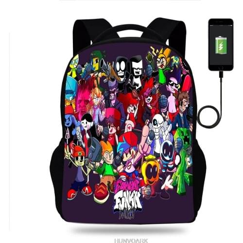 Friday Night Funkin Backpack 16inch Children School Bags 3D Print 3 Kids Backpack Boys Girls Teenagers Schoolbag Mochila Escolar