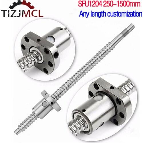 SFU1204 Ball Screw Machined C7 Roller Ballscrew With Flange Single Ball Nut For CNC Parts250 300 350 450 500 650 800 1000 1200mm