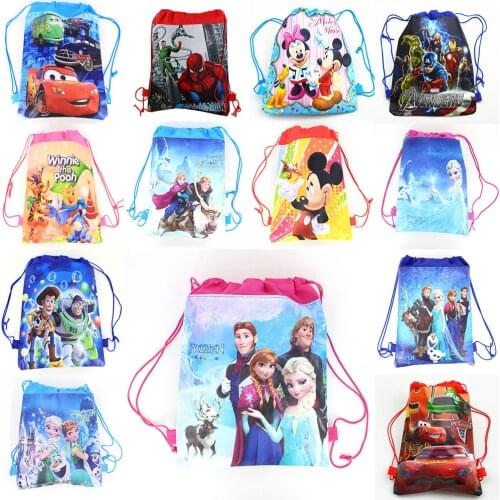 12pcs Mickey Avengers School Bags Backpack Drawstring Boy Bag Shopping Bag Birthday Party loot bag for party candy gift bag