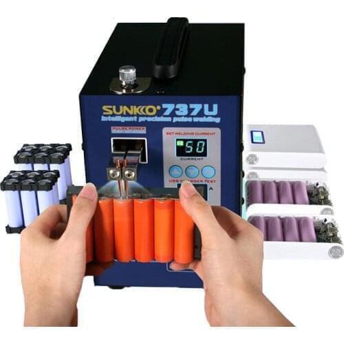 SUNKKO 737U 2.8KW Lithium Battery Spot Welding Machine Intelligent With 3pcs USB Test Port For 18650 Batteries Pack Welding