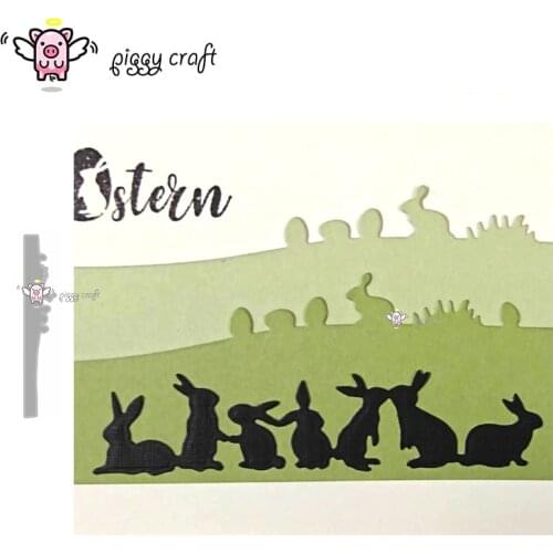 Piggy Craft metal cutting dies cut die mold Easter rabbit Grass edge Scrapbook paper craft album card punch knife art cutter die