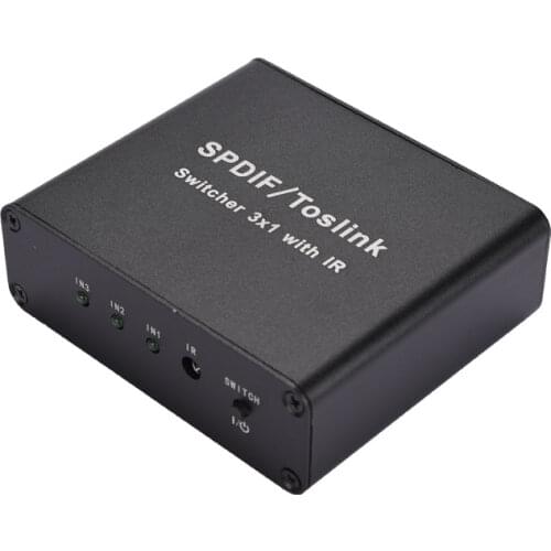 3 In 1 Out Switcher Support Lpcm2.0/Dts/Dolby Ac3 Audio Format 3X1 Switcher with Remote Control for Toslink Signal Receiving