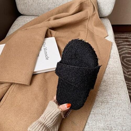 Women Bag Slipper Styling Flap Plush Fashion Solid Zipper Soft Shoulder Bag Pures And Bags Crossbody Funny Women Bag