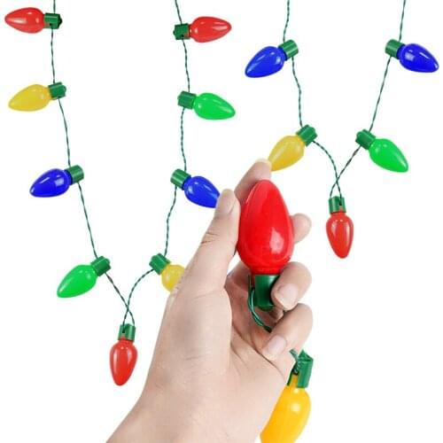 1M LED Light Up Christmas Bulb Necklace Flashing String Lights Christmas Tree Decorations New Year 2022 Gifts Xmas Party Favors