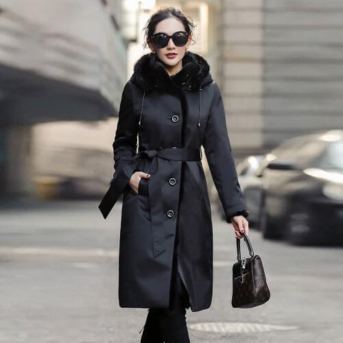 -20 degrees Faux Rabbit Fur Liner Parka Women Faux fur Coat Hooded Long Parka Jacket Winter Jacket Women Warm Overcoat Plus Size