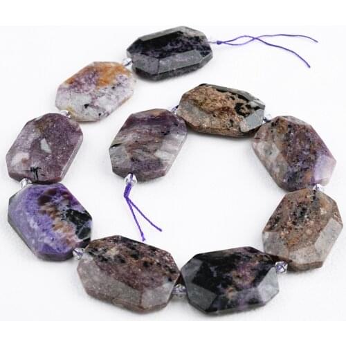 25x35mm Natural Purple Charoite Faceted Nugget Loose Beads 16" Strand