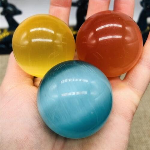 3pc Natural quartz cats eye crystal healing ball home decor embellished crystal ball holiday birthday gift