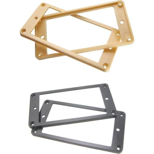 4x Plastic Flat Electric Guitar Pickup Rings Plates Beige&Black