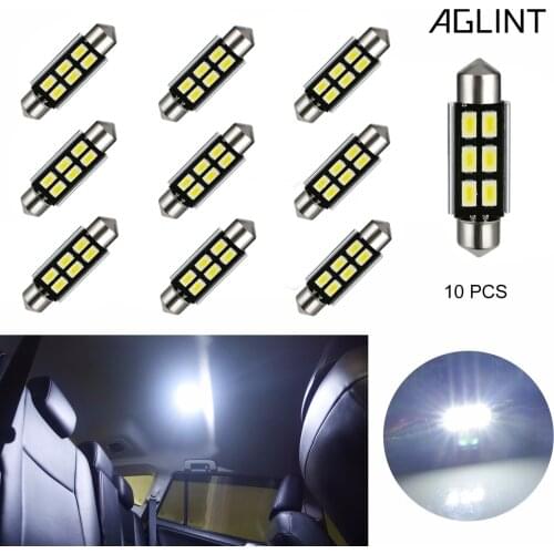 AGLINT 10PCS Festoon C5W 41mm 42mm CANBUS Error Free LED Bulb Automotive LED Interior Dome Map Reading Lights Super White DC 12V