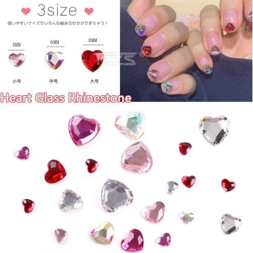 Heart Diamond Accessories Glass Rhinestone lovely Nail Art Glittering Colorful Nail Decoration For Salon