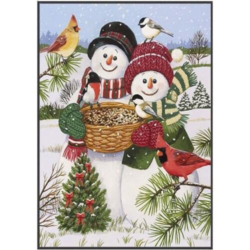 Diamond Embroidery Cute Christmas Snowman Bird 5d Diy Diamond Painting Square Drill Diamond Mosaic Christmas Decoration Round