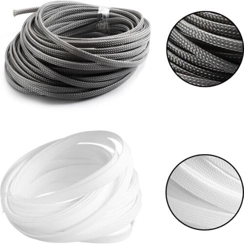 White Gray Braided Protective Sleeve 0.5~10m Long Corrosion-Resistant Braided Cable Insulation Sleeve For Protecting Wire