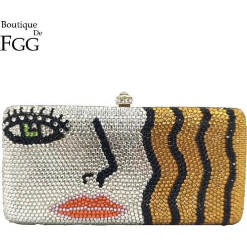 Boutique De FGG Blonde Girls Women Box Crystal Clutch Evening Bags Ladies Party Cocktail Formal Diamond Handbags and Purses