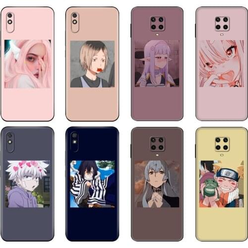 Black tpu Case For Xiaomi Redmi 7A 8 8A 9 9A 9C Case Redmi Note 8T 8 Pro T Note 9 9S 9 Pro Case Anime icons