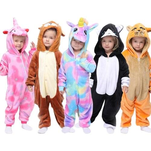 Kigurumi Unicorn Children' Pajamas For Girls Boys Stitch Pyjamas Onesies Kids Anime Animal Panda Jumpsuit Overalls Child Pijama