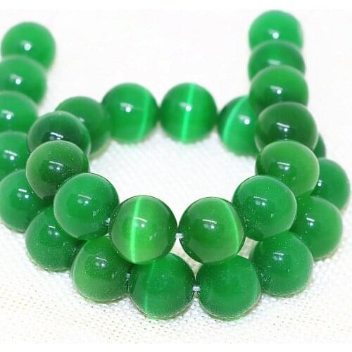 Elegant green smooth opal cat eyes 4,6,8,10,12mm round loose beads factory price wholesale retail women jewelry 14inch B1584