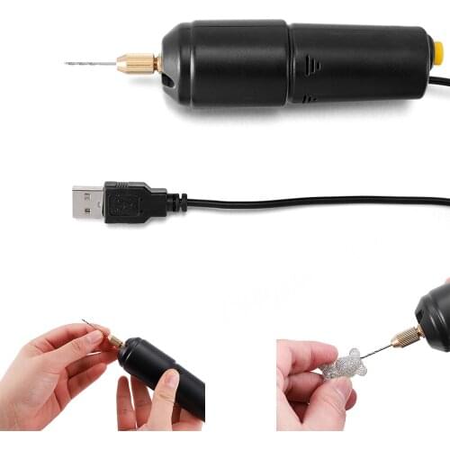 1Set 5V Electric Drill with USB Cable Portable Mini Small Handheld Micro USB Drill with 3pc Bits DC 5V Mini Hand Drill Set Tools