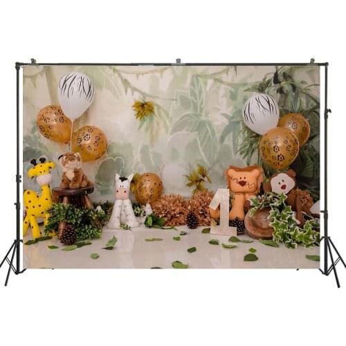 Photography Backdrop Jungle Animals Child Birthday Cake Smash Decorations Photo Booth Background Newborns Studio Props W4910