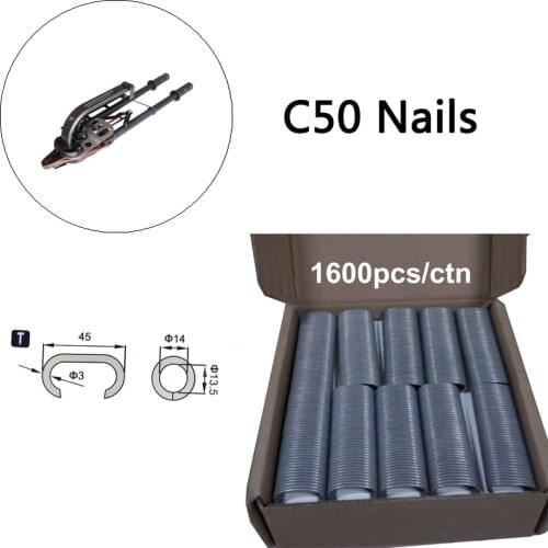 C45 C50 Professional Manual Hog Ring Plier Gabion Fixing C Ring Nailer Stapler Nail Gun for Cages Fence Connect (only nails)