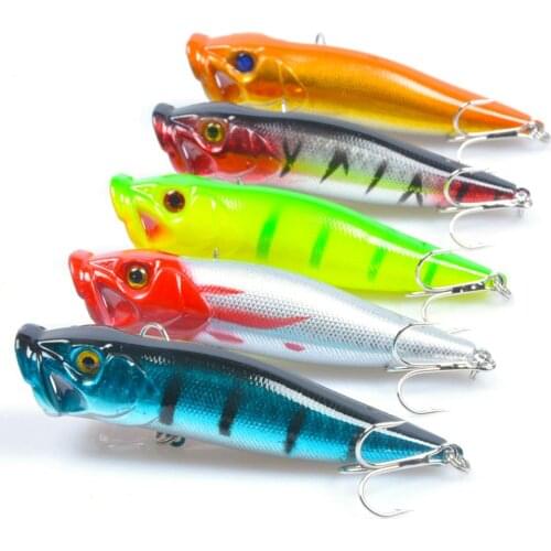 3D Fake Lure Artificial Popper Hard Minnow Wobblers Fishing Lures Crankbait Hook Bait Tackle