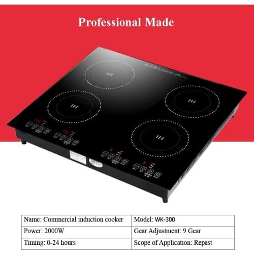 Commercial Electric Induction Cooker Ceramic Stove Long Four-head Multi-eye Induction Cooker Stone Pot Tin Foil Cooking WK-3000