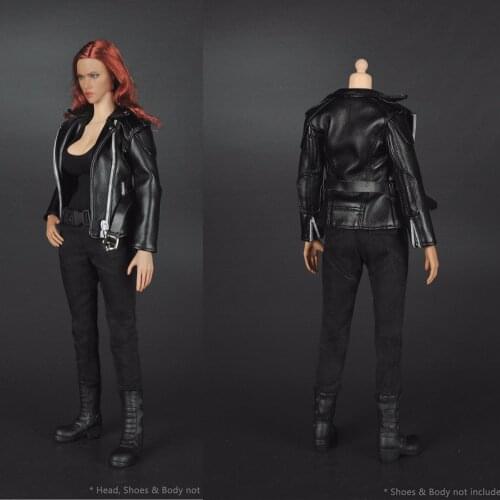 1:6 Scale Women Cool Black Leather short Jacket Suit Female Clothes Girls Clothes for 12 inches Action Figure Toys Accessories