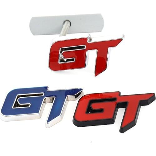 3D Metal GT Logo Emblem Badge Styling Car Stickers Car Front Back Trunk Front Grill For Ford Mustang Focus Mk 1 2 3 7 Mondeo BMW