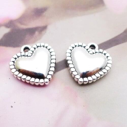 Fashion Alloy Antique Silver Color Puffy Heart Charms Finding Charms Wholesale 10pcs 15*15mm AAC1058