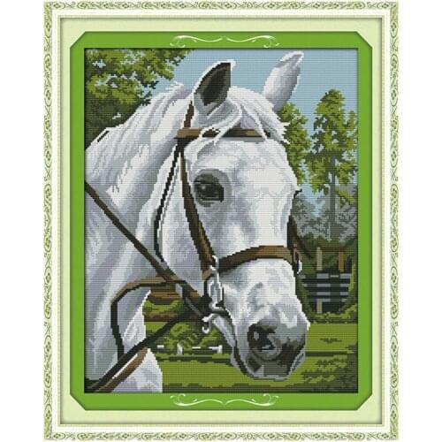 White Horse Cross Stitch Kit Needlework Embroidery Set Handmade Handicraft DIY 11CT 14CT Printed Canvas DMC Decorations For Home