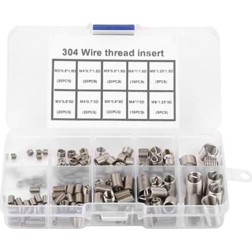 150pcs Stainless Steel Helicoil Thread Repair Insert Kit M3 M4 M5 M6 M8 Nut Kit Crew Sleeve Set Replacement 19QB