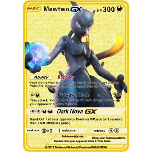 Latest Pokemon Vmax Gx Shiny Gold Metal Card Fire-breathing Dragon Game Label Team Battle A La Carte Series Childrens Toys Mew