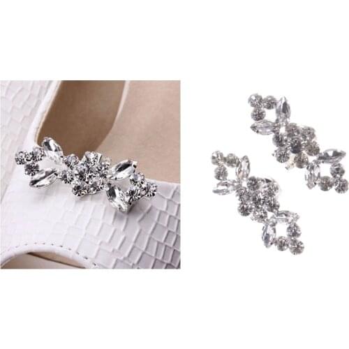 New Fashion Rhinestone Shoes Buckle Elegant Shoe Clips For Decorating 2Pcs Of 1 Pack Silver Shoe Decorations