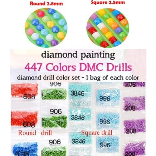 Wholesale DMC 447 Colors,Square/Round Diamond Sale,Can Choose Small Parcel,Diamond Painting Embroidery Crystal Beads Accessory
