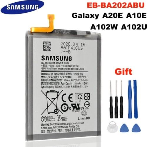 Original Replacement Samsung Battery EB-BA202ABU For GALAXY A20e A10e A102W A102U A202F Genuine Phone Battery 3000mAh