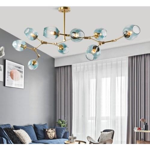 Modern Branching Bubble Pendant light Amber/Smoke/gray Glass pendant lamp 5/8/10 light Suspension light for living room bedroom
