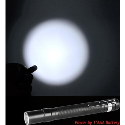 Pen Light Mini Portable LED Flashlight Q5 Zoom LED Torch 1 Mode Spotlight Small Flash Light Pen Clip for Camping Hiking By 2xAAA