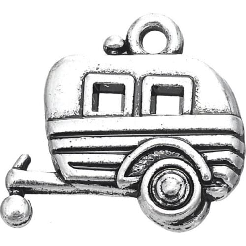 RAINXTAR Alloy Vintage Camping Trailer Pendant Charms For Travellers 17*20mm 50pcs AAC1701