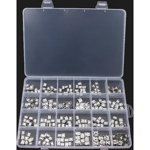 Micro-USB Connector 24 Models Charging Port for Mobile,Tablet GPS 240Pcs/Set Micro Port Female Solder Plug Jack Socket Connector