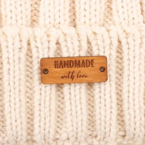 Handmade with love labels, Wooden labels, personalized tags, knit labels, Custom Name, Handmade, Custom Design (WD1458)