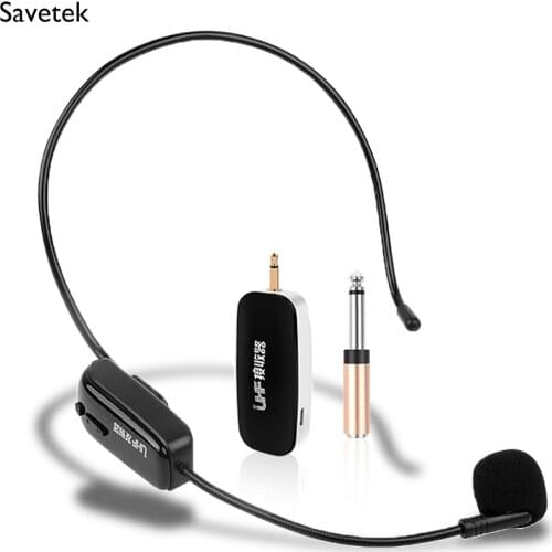 Savetek UHF Handheld Head-Ware Wireless Microphone Recording Vlog for Youtube Tiktok Tourist Guide Square Dance Teaching Meeting