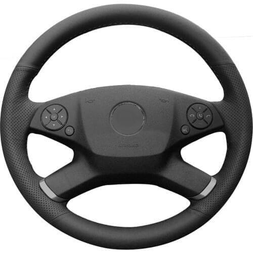 Hand-stitched Black Artificial Leather Car Steering Wheel Cover for Mercedes-Benz W212 E-Class E 200 260 300 2009 2010 2011-2013