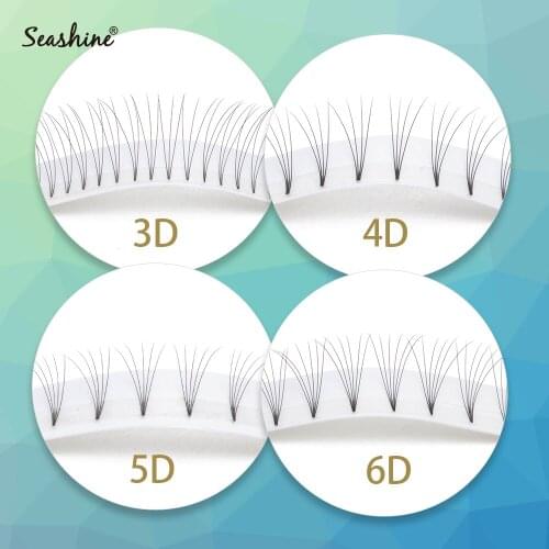Seashine Individual Eyelashes Premade Volume Fans Eyelashes C/D Curl Flare Cluster Lashes Handmade Eye Makeup Lashes