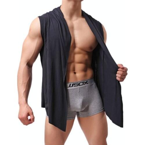 Sexy Cool Men Coat Undershirt Shaper Wrestling Singlets Underwear Soft Modal Sleeves Costume Undershirt Homewear Tops and Boxer