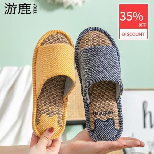Hot Women Summer Linen Cotton Slippers Non-slip Indoor Shoes Couples Soft Cartoon Bear Sandals Zapatos De Mujer Zapatillas