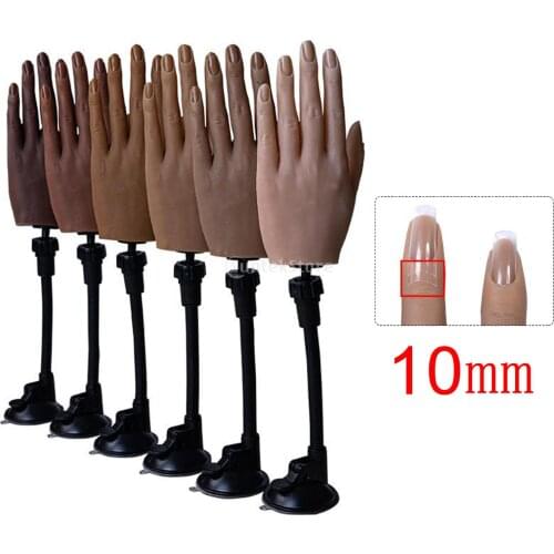 Silicone Practice Hand With Flexible Finger Adjustment Display With Holder Nail Art Training Fake Hand Display